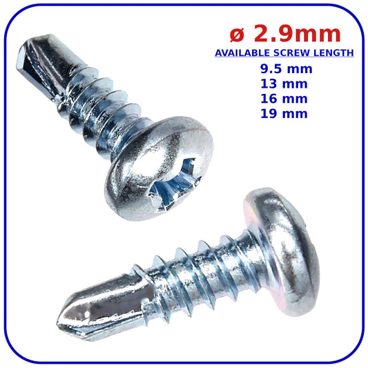 ø 2.9 mm Self Drilling Screws Pan Head Zinc Plated DIN 7504
