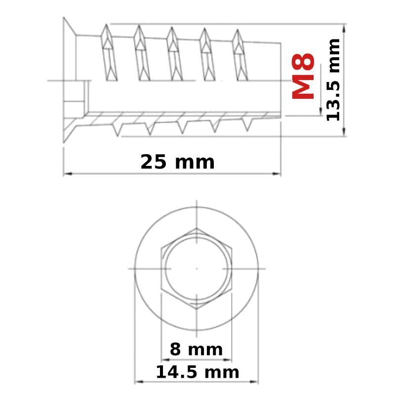 M4 M5 M6 M8 M10 Insert Nuts Threaded Furniture Fixing Hex Drive Metric Screws