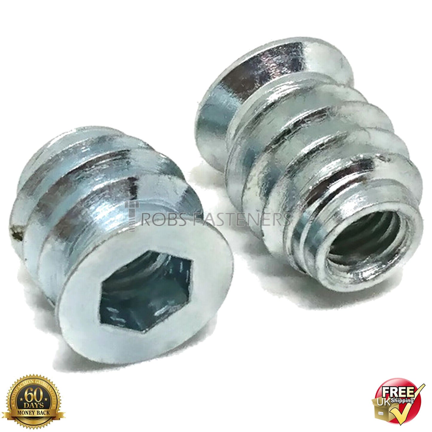 M6 WOOD INSERT NUTS FURNITURE FIXING SCREWS HEX DRIVE METRIC THREAD TYPE A