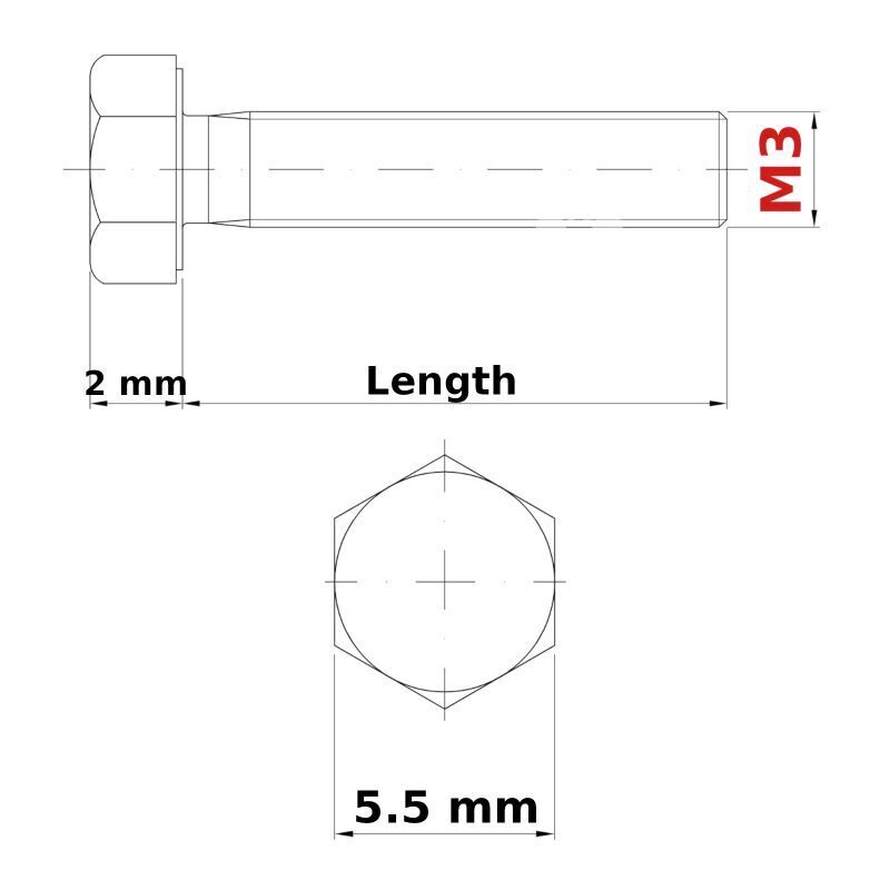 M3 (ø 3mm) SETSCREWS FULLY THREADED + NUTS & FREE WASHERS