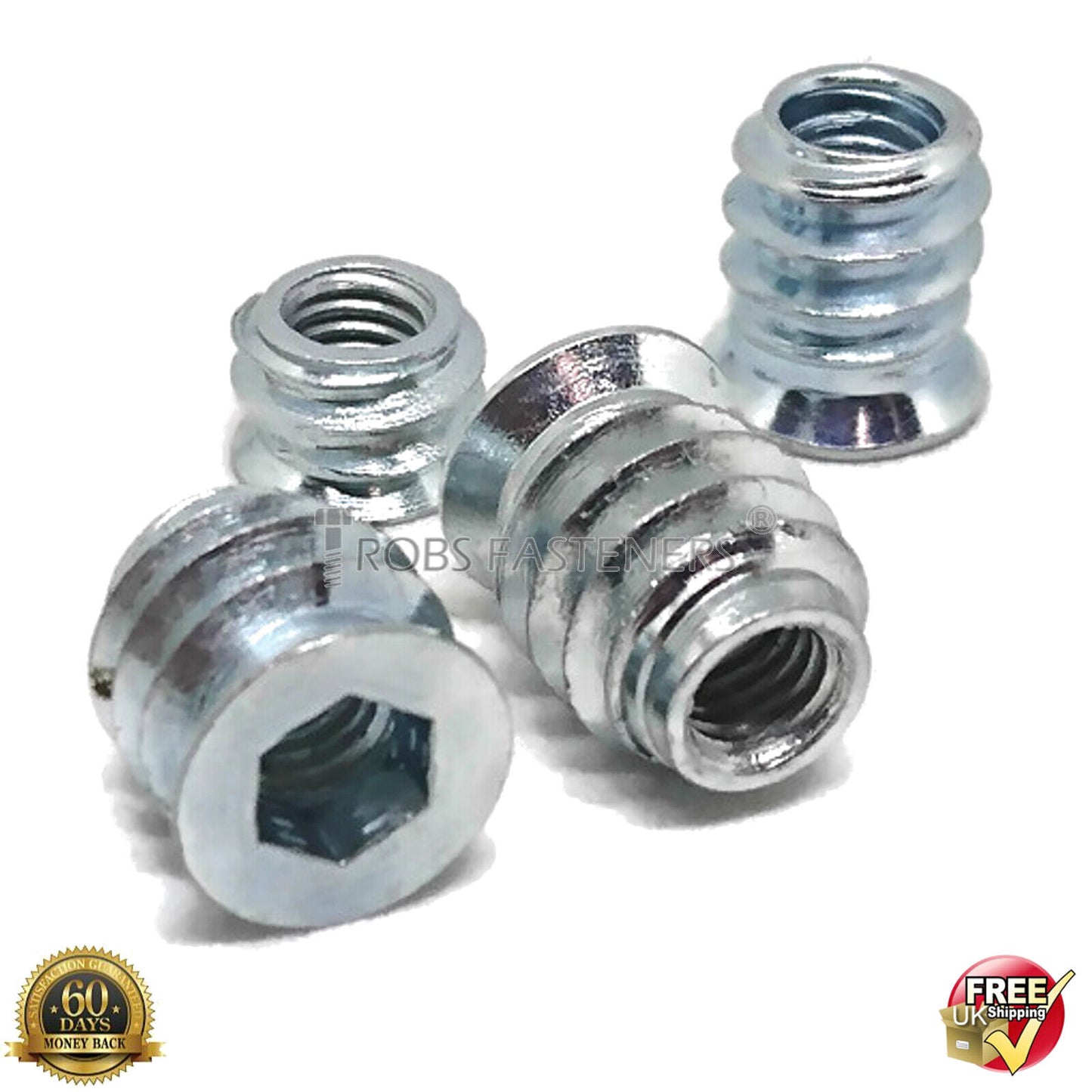 M6 WOOD INSERT NUTS FURNITURE FIXING SCREWS HEX DRIVE METRIC THREAD TYPE A
