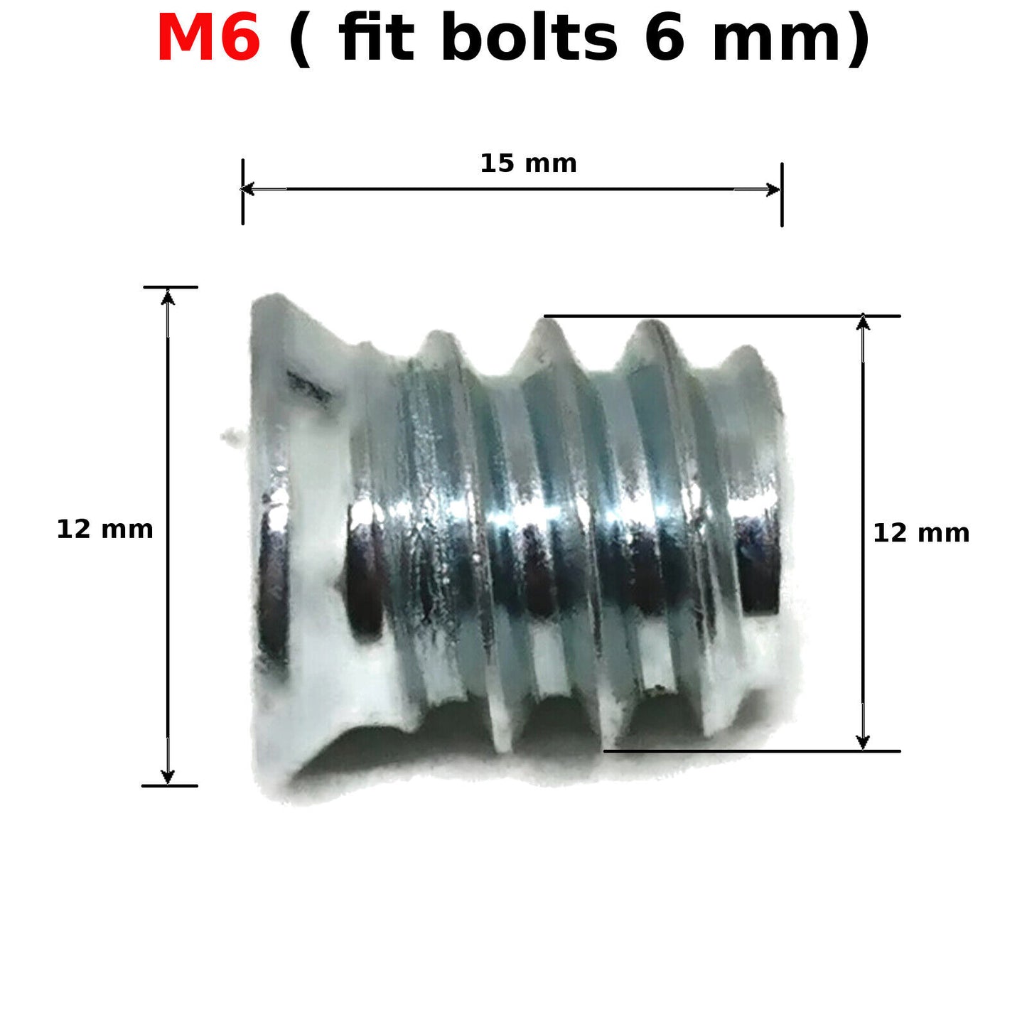M6 WOOD INSERT NUTS FURNITURE FIXING SCREWS HEX DRIVE METRIC THREAD TYPE A