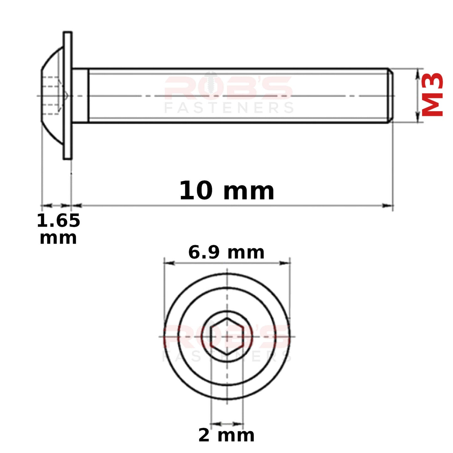M3 MACHINE SCREWS FLANGED BUTTON SOCKET HEAD ZINC PLATED