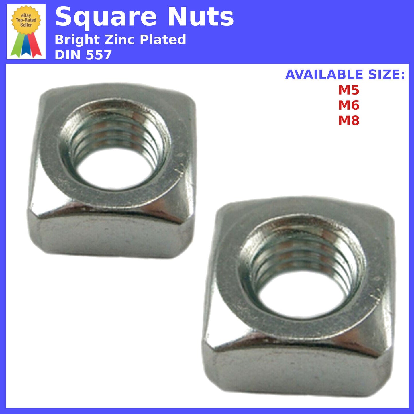 SQUARE NUTS M5 M6 M8 NUT METRIC THREAD BRIGHT ZINC PLATED DIN 567