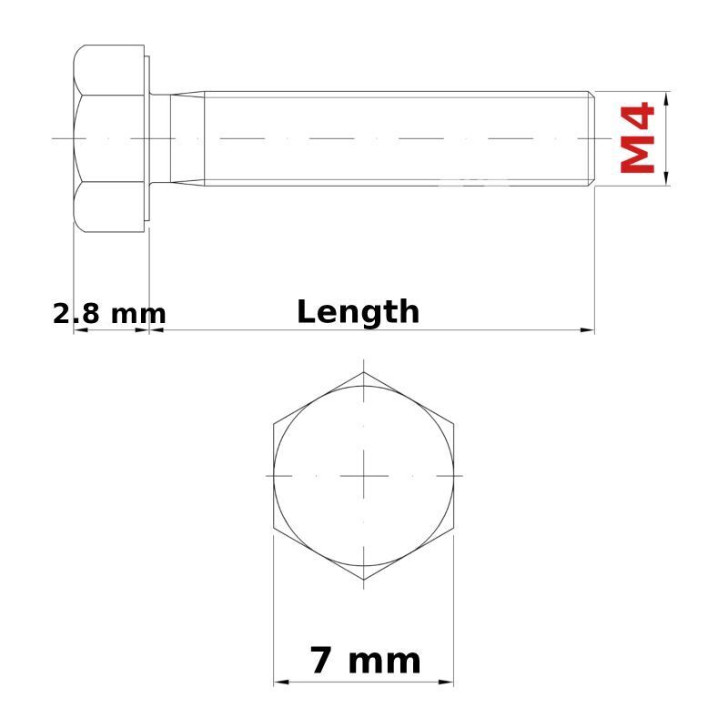 M4 (ø 4mm) SETSCREWS FULLY THREADED + NUTS & FREE WASHERS