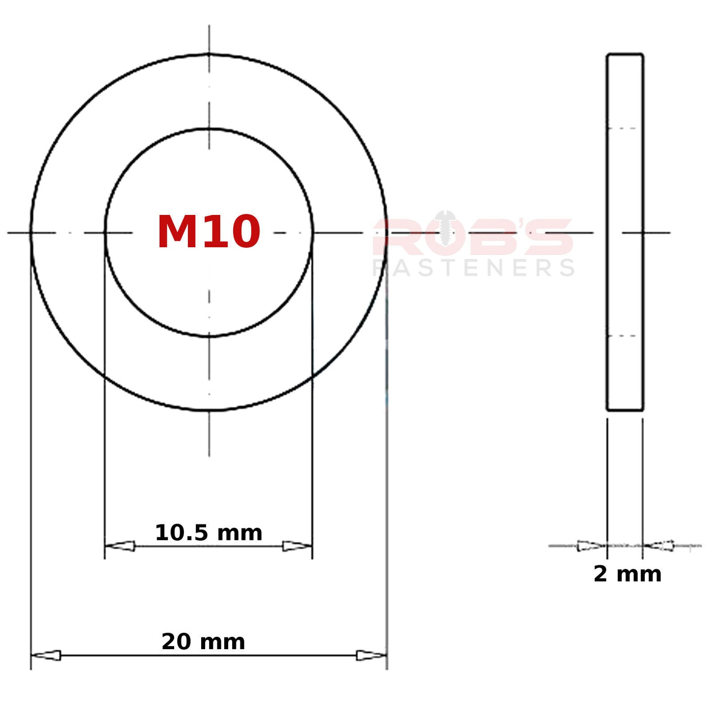 M10 FORM A WASHERS ZINC PLATED DIN 125