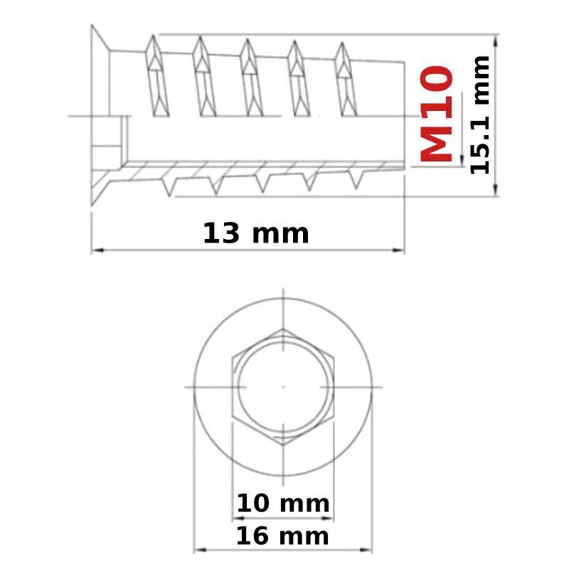M4 M5 M6 M8 M10 Insert Nuts Threaded Furniture Fixing Hex Drive Metric Screws