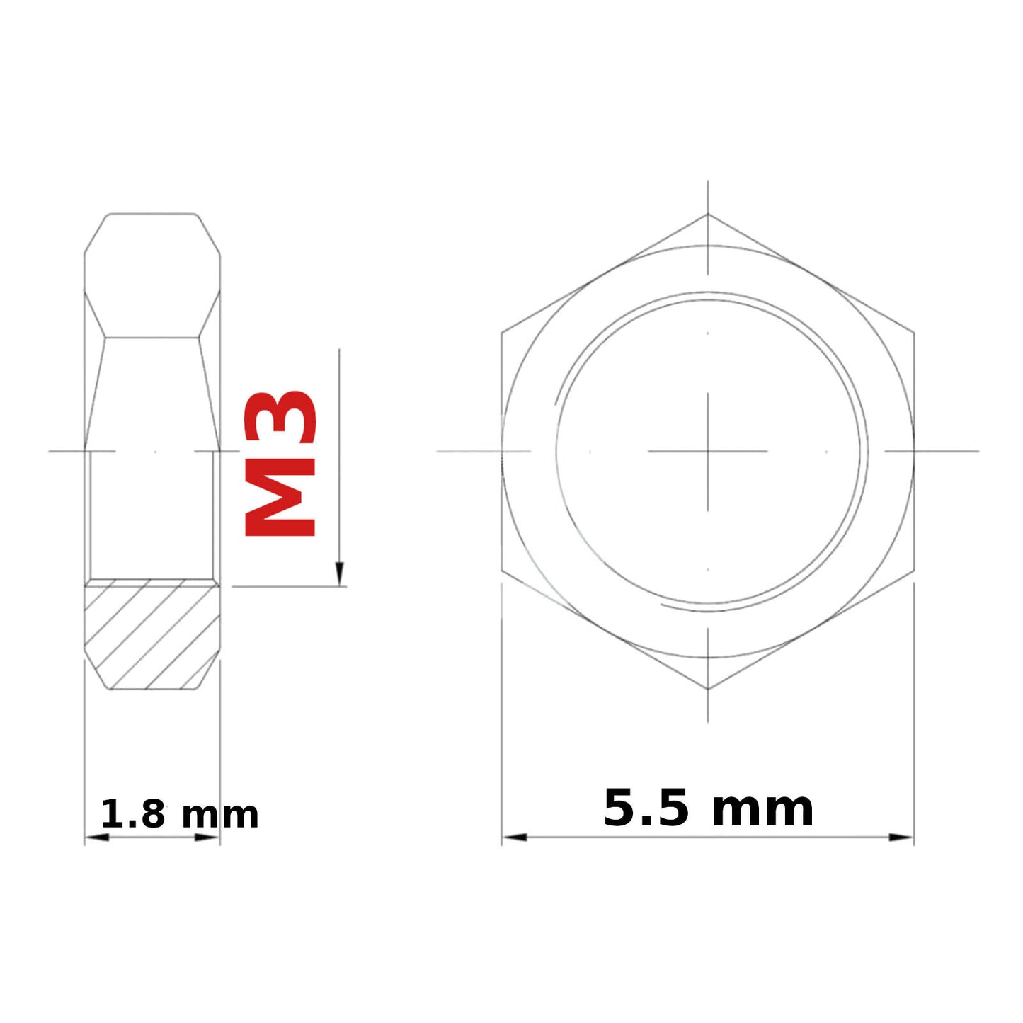 M3 NUTS HALF DIN 439