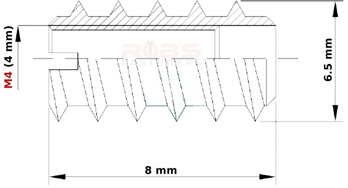 M4 M5 M6 WOOD INSERT NUTS FURNITURE FIXING METRIC THREAD SLOTTED SCREWS ZINC