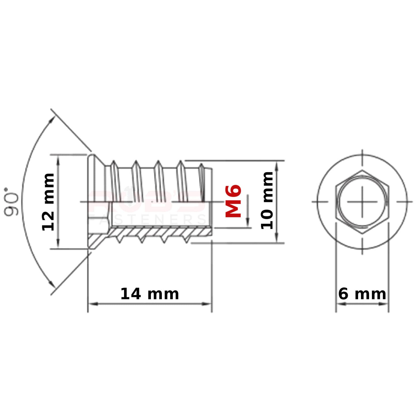 INSERT NUTS M6 M8 FURNITURE FIXING WOOD SCREWS HEX DRIVE METRIC THREAD TYPE B
