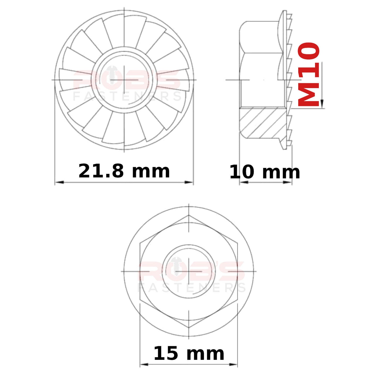M10 (10mm) NUTS FLANGE SERRATED DIN 6923