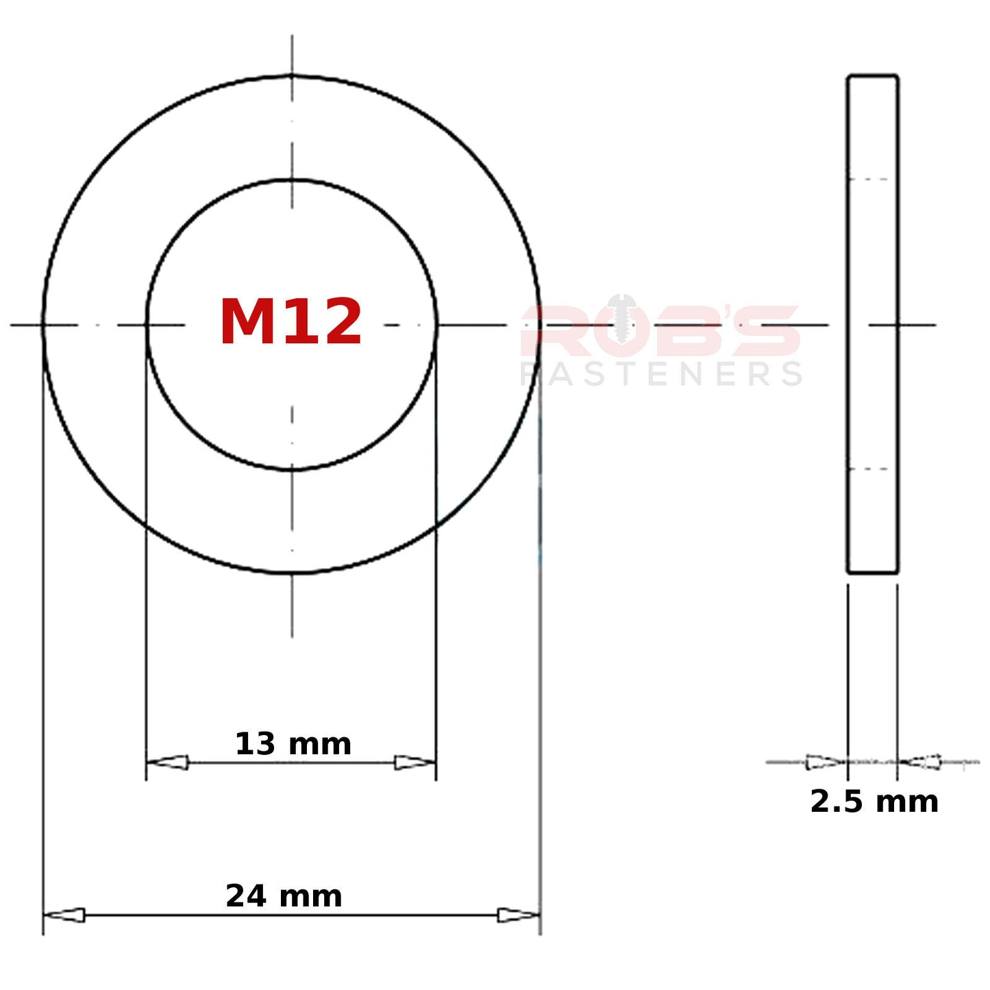 M12 FORM A WASHERS ZINC PLATED DIN 125
