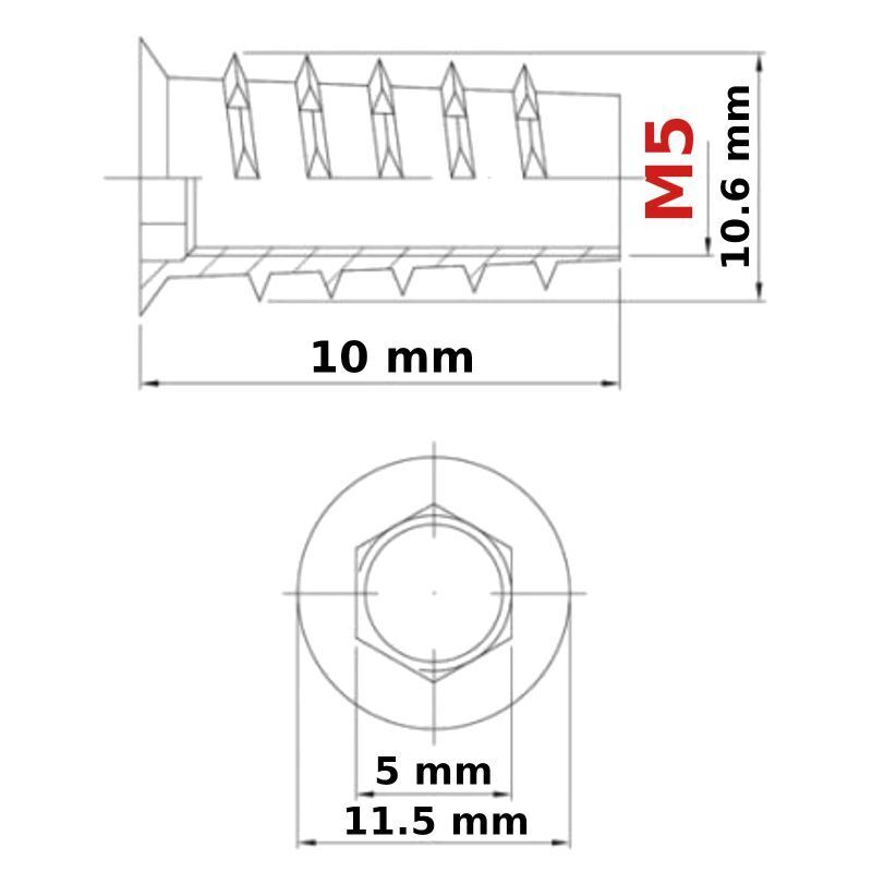 M4 M5 M6 M8 M10 Insert Nuts Threaded Furniture Fixing Hex Drive Metric Screws