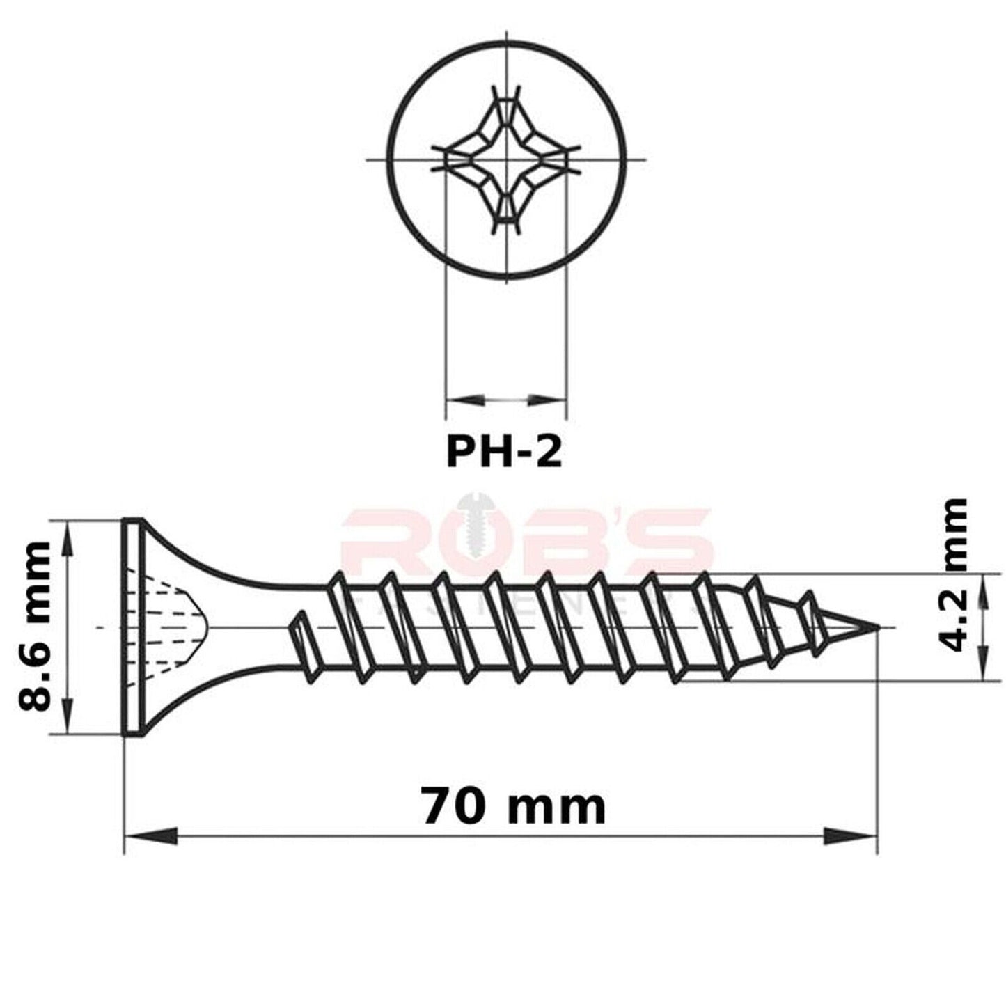 4.2mm Drywall Screws Plasterboard Screw Bugle Head Coarse Thread Black Phosphate