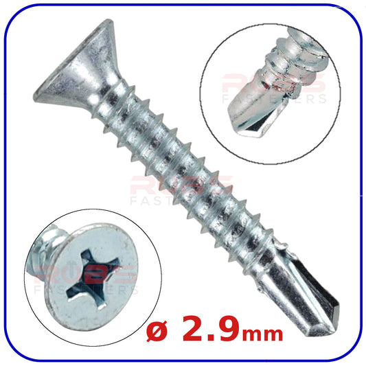 ø 2.9mm SELF DRILLING SCREWS COUNTERSUNK HEAD