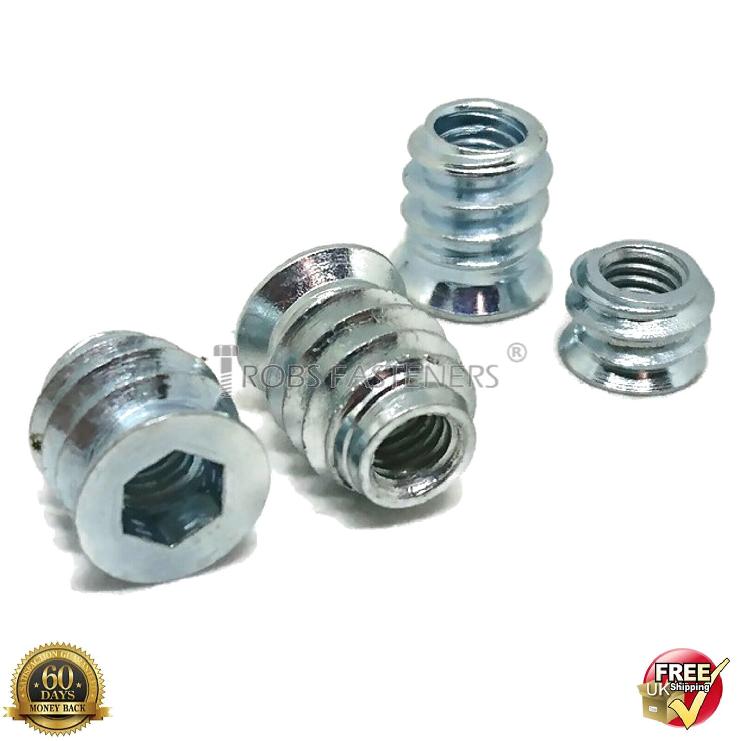 M6 WOOD INSERT NUTS FURNITURE FIXING SCREWS HEX DRIVE METRIC THREAD TYPE A