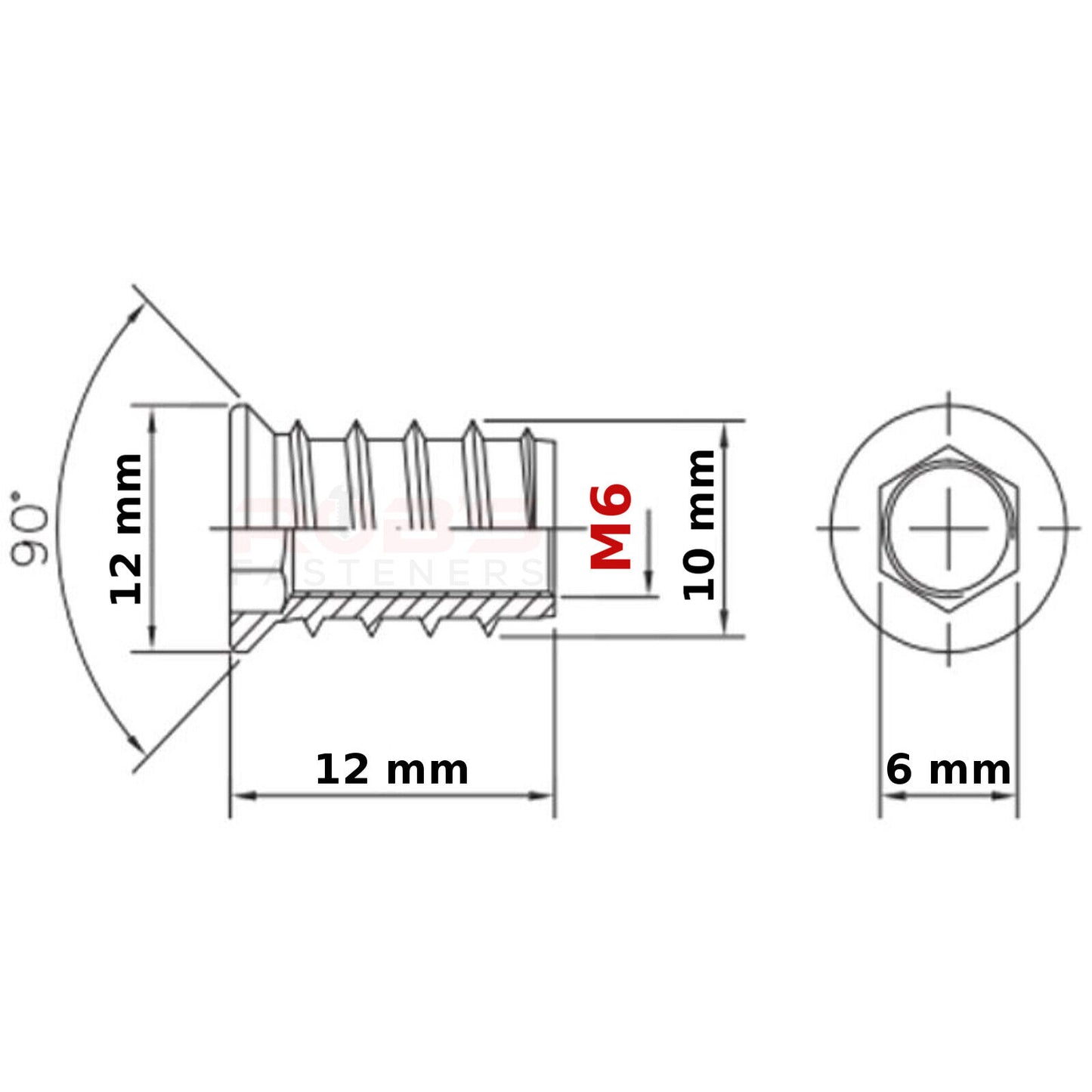 INSERT NUTS M6 M8 FURNITURE FIXING WOOD SCREWS HEX DRIVE METRIC THREAD TYPE B