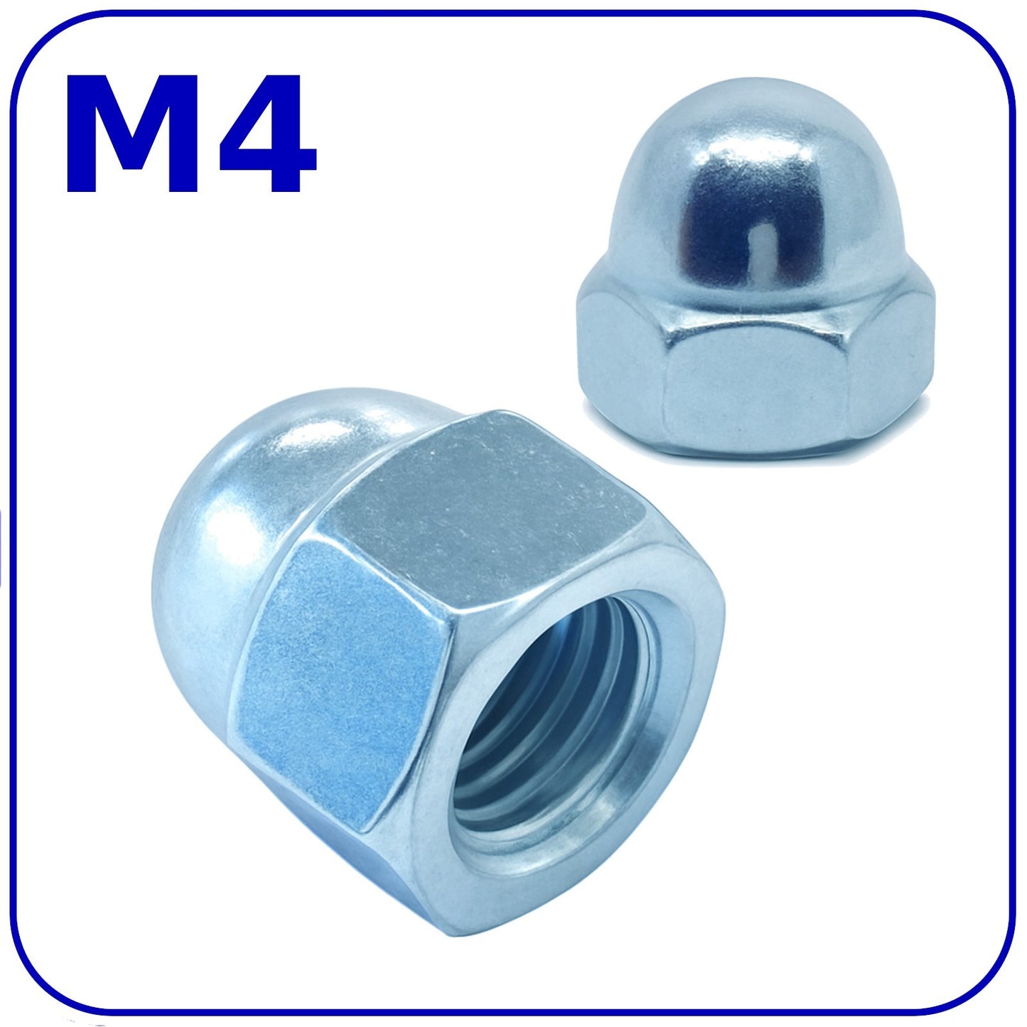 M4 Dome Acorn Cap Nuts Zinc Plated Steel DIN 1587 1.5mm Pitch