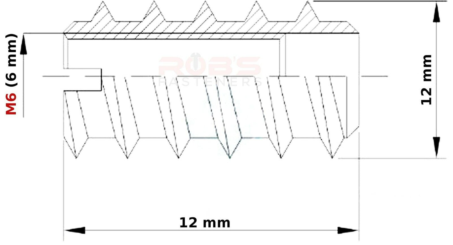 M4 M5 M6 WOOD INSERT NUTS FURNITURE FIXING METRIC THREAD SLOTTED SCREWS ZINC