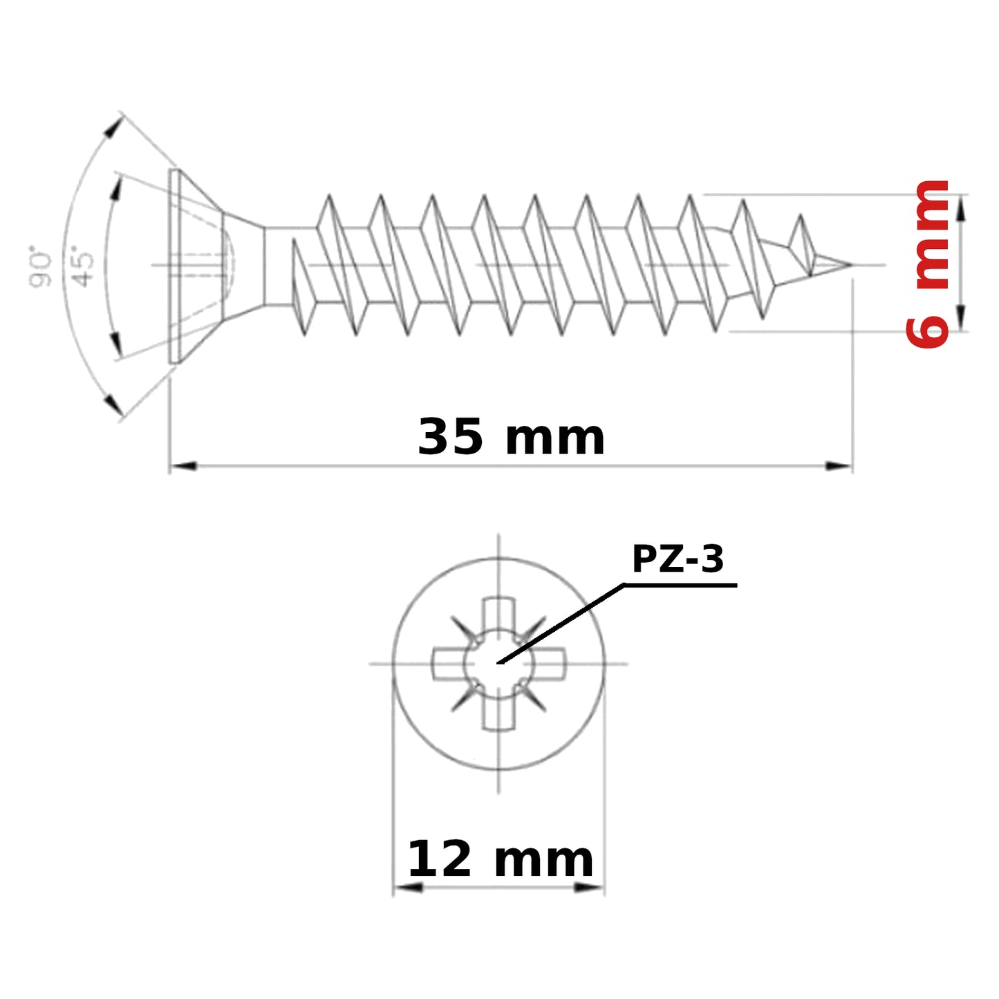 ø 6mm SELF TAPPING SCREWS COUNTERSUNK HEAD POZI MULTI PURPOSE WOOD CHIPBOARD