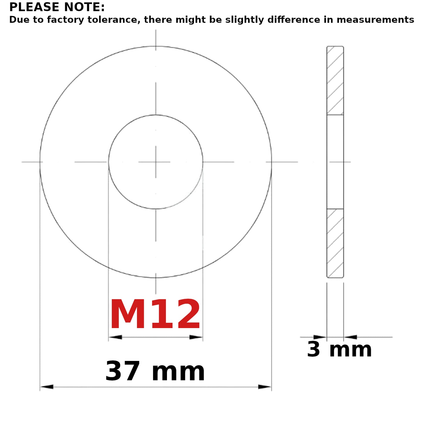 M12 FORM G WASHERS LARGE FLAT WIDE THICK DIN 9021 STAINLESS STEEL