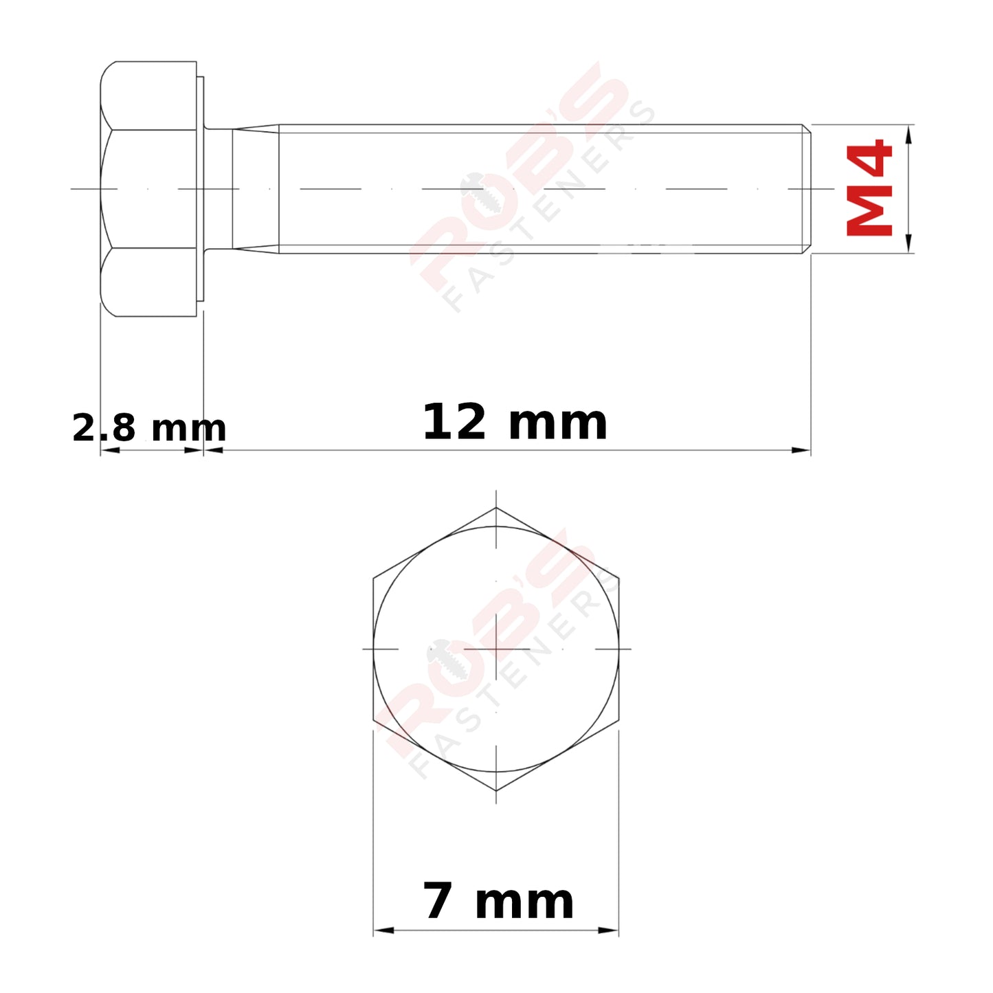 M4 HEX HEAD SETSCREWS FULLY THREADED DIN 933