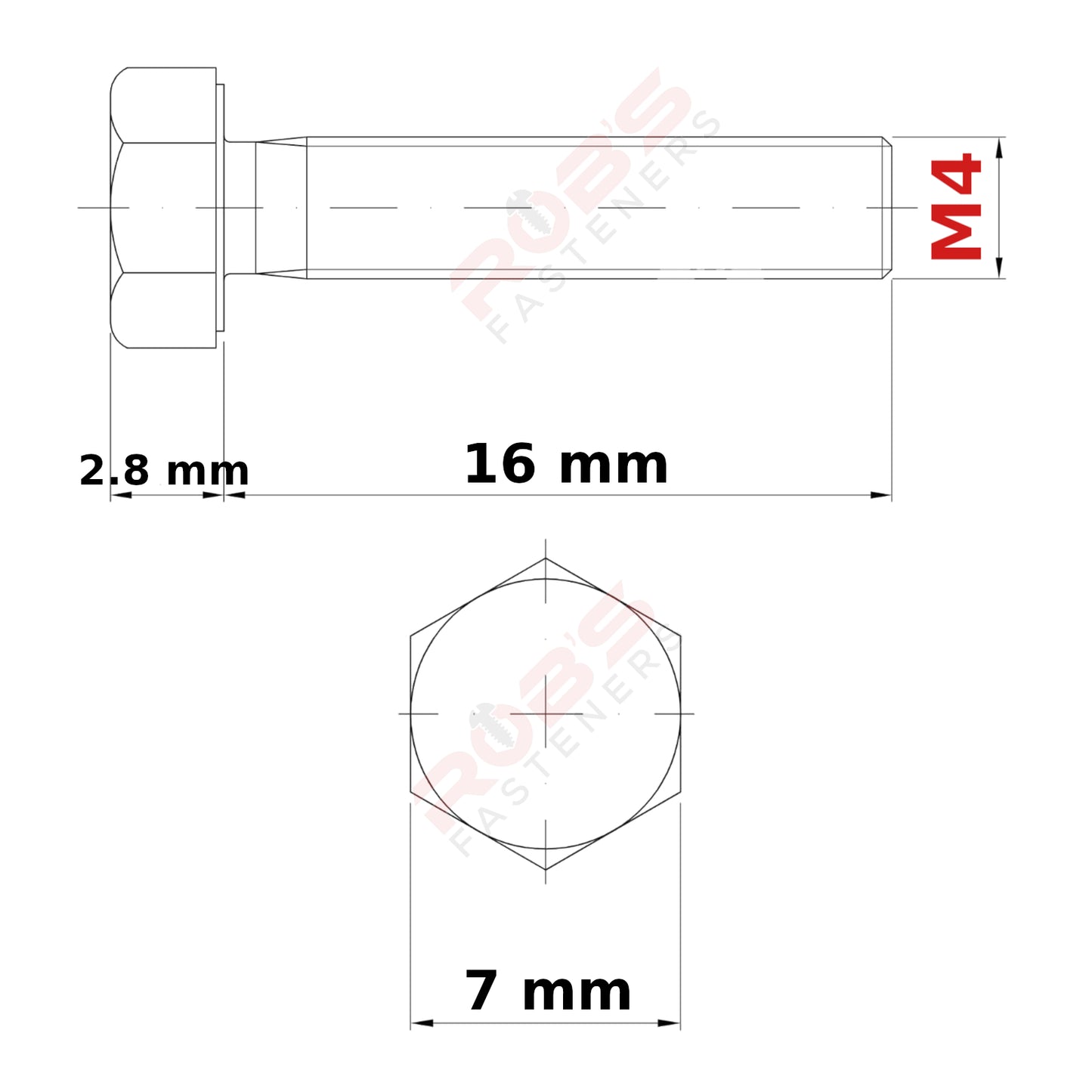 M4 HEX HEAD SETSCREWS FULLY THREADED DIN 933