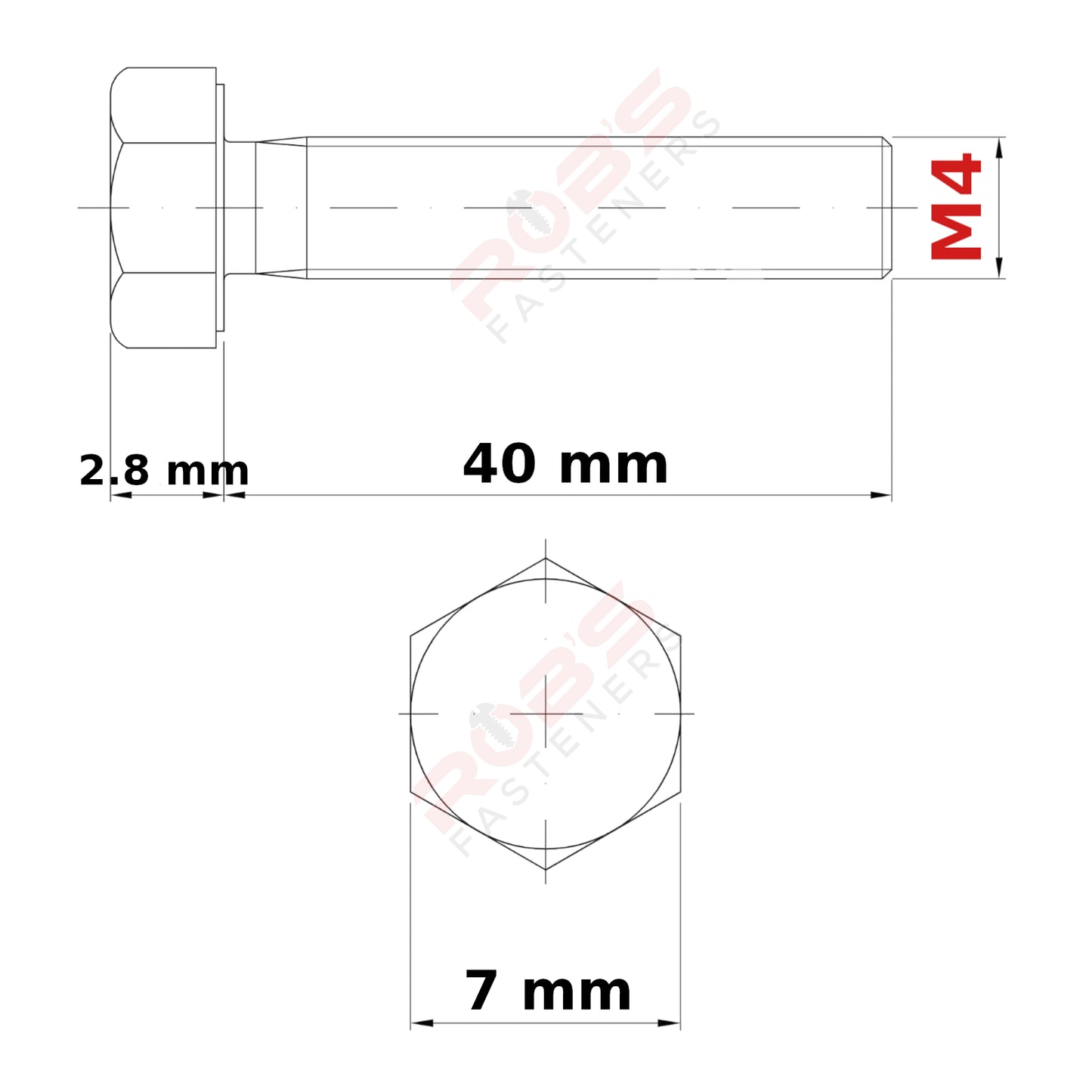 M4 HEX HEAD SETSCREWS FULLY THREADED DIN 933
