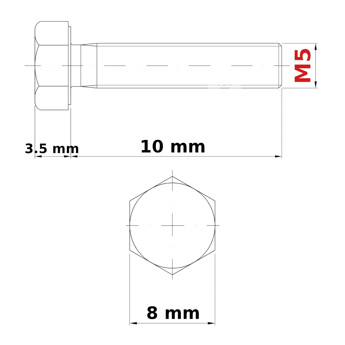 M5 HEX HEAD SETSCREWS FULLY THREADED DIN 933