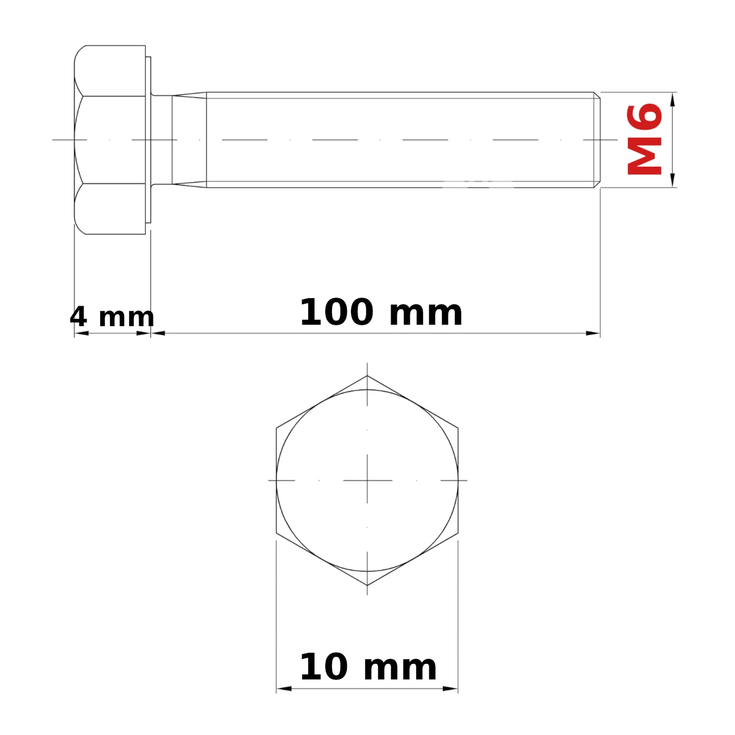 M6 HEX HEAD SETSCREWS FULLY THREADED DIN 933