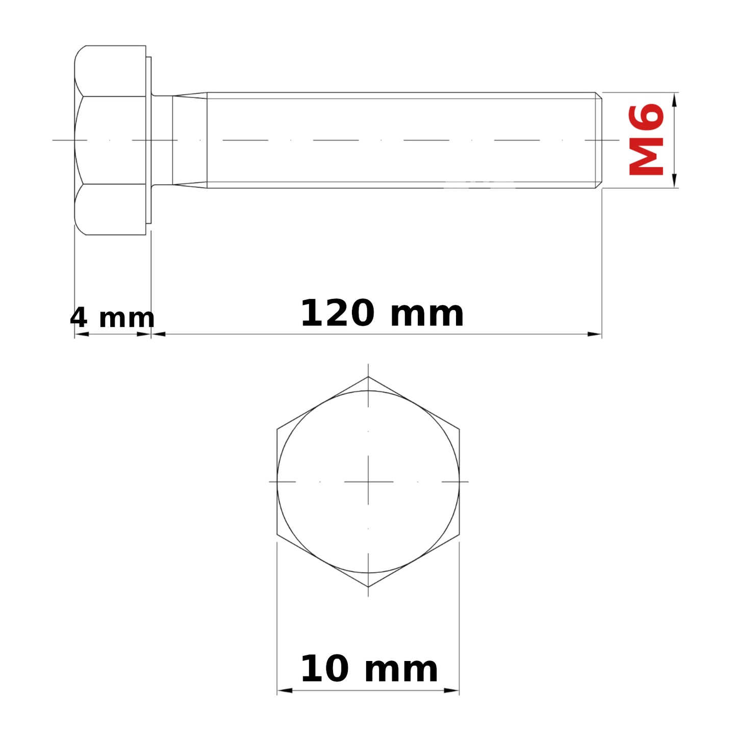 M6 HEX HEAD SETSCREWS FULLY THREADED DIN 933