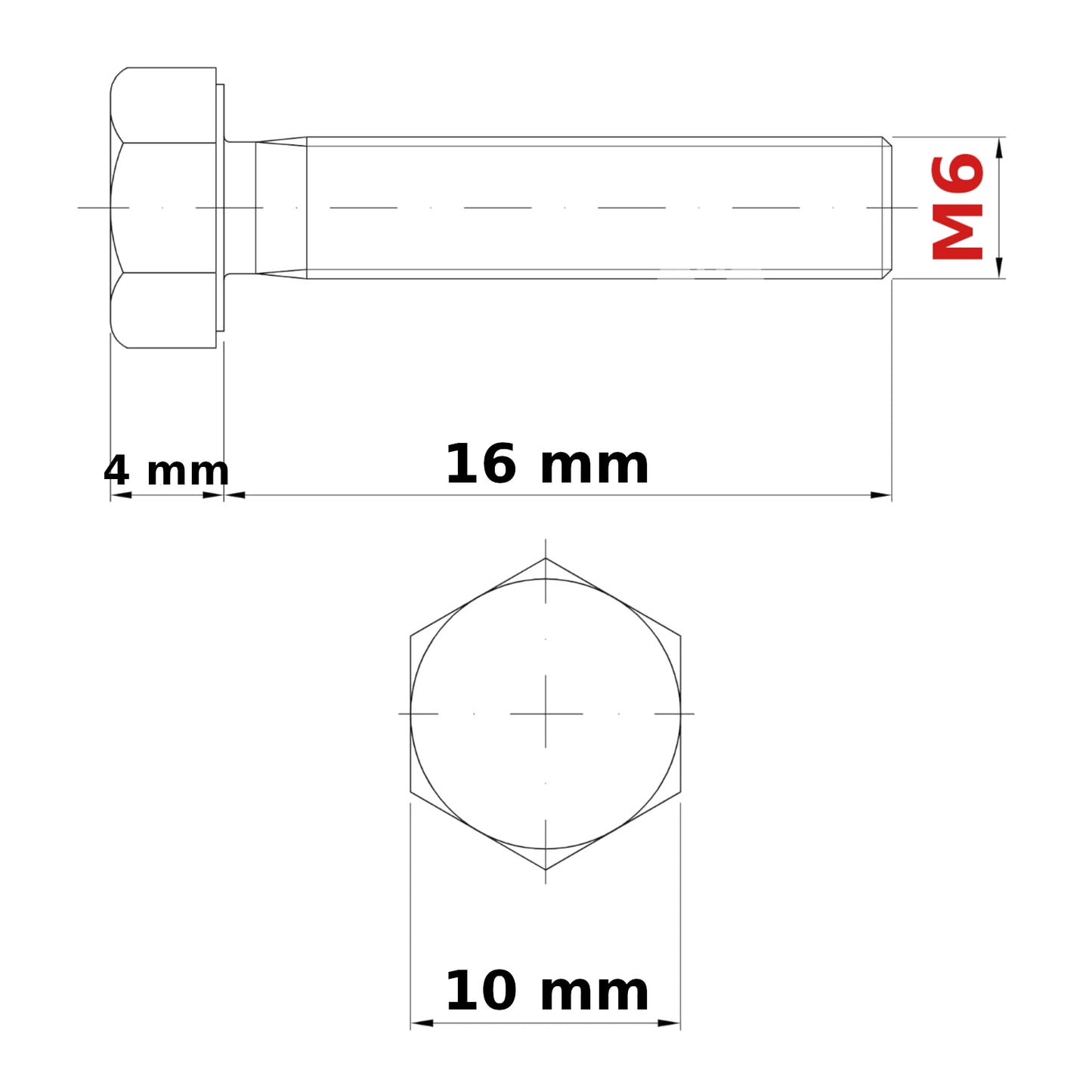 M6 HEX HEAD SETSCREWS FULLY THREADED DIN 933