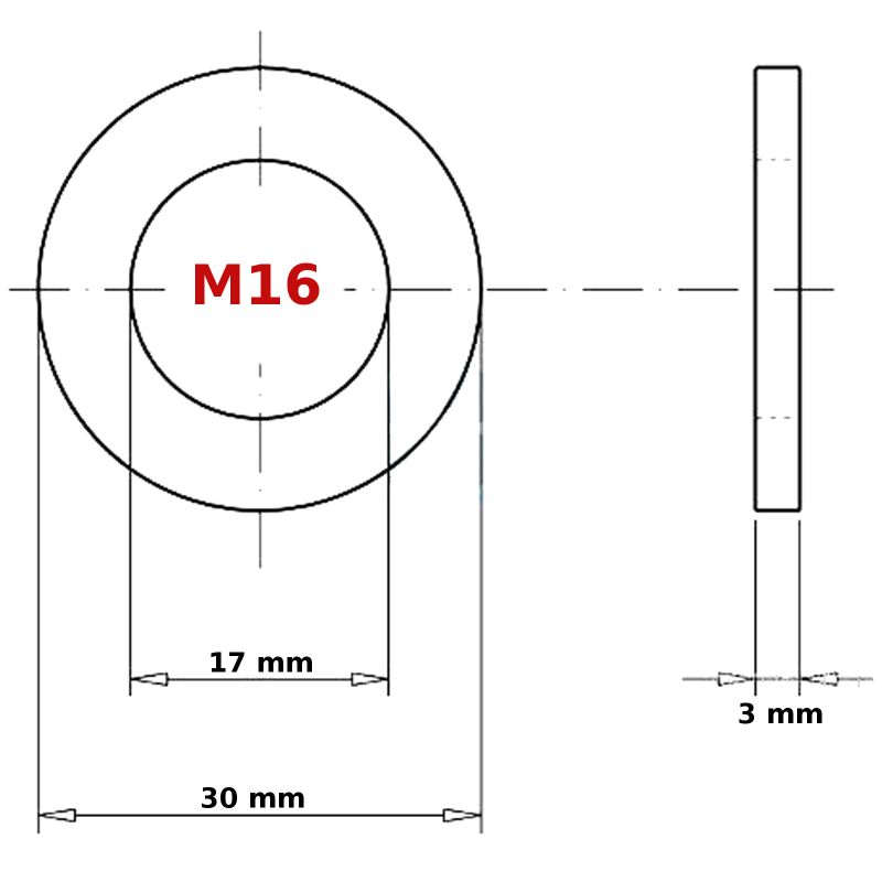 M16 Form A Washers Stainless Steel A2 DIN 125