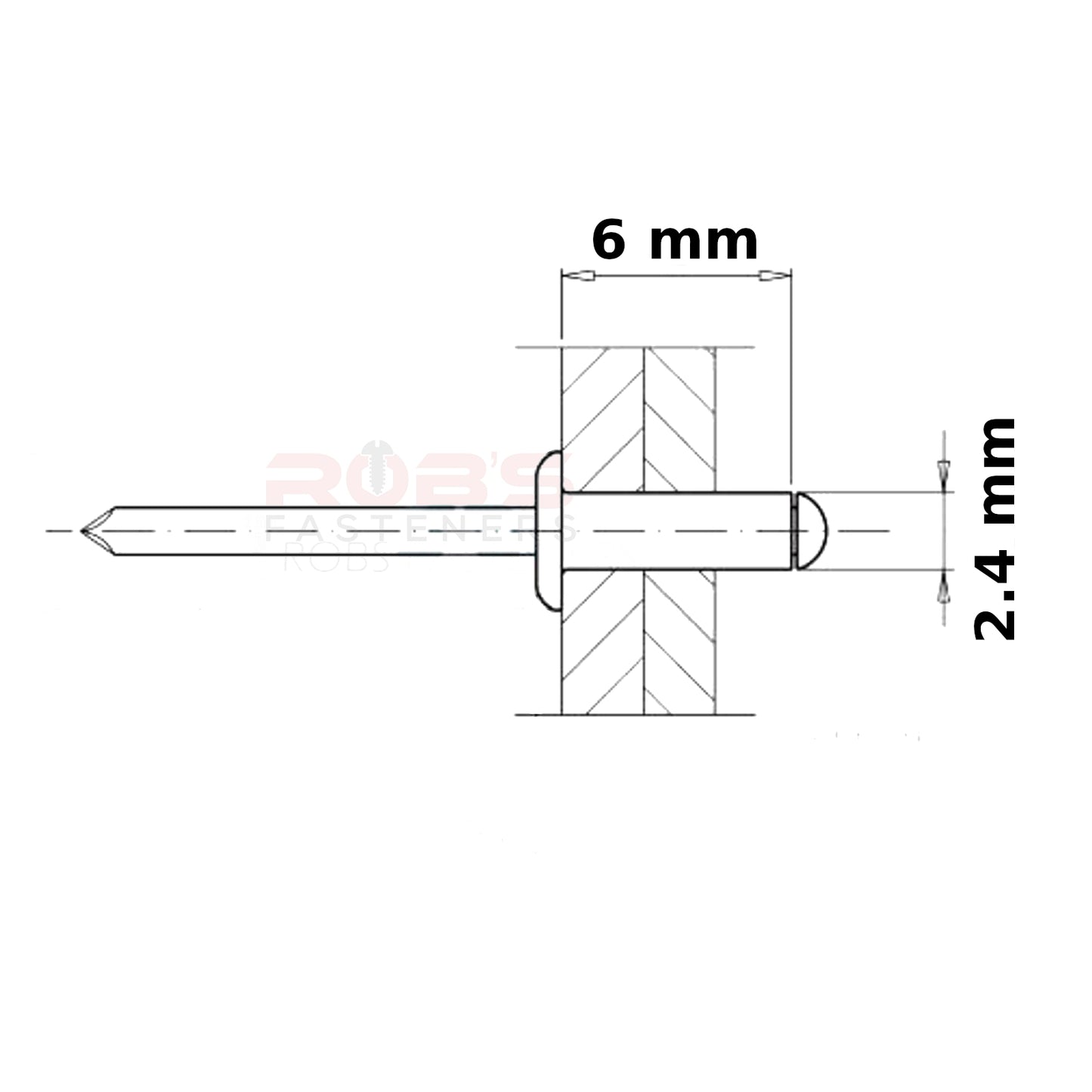 Pop Rivets 2.4mm Rivet Aluminium Head Steel Mandrel Dome Head Blind Standard