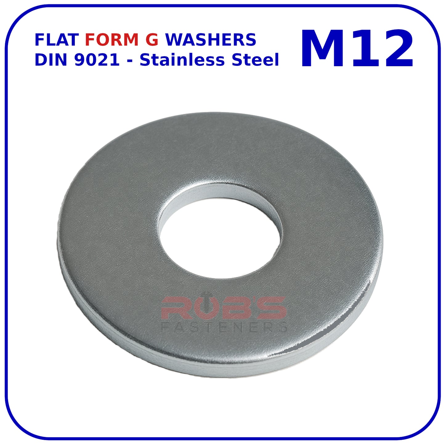 M12 FORM G WASHERS LARGE FLAT WIDE THICK DIN 9021 STAINLESS STEEL