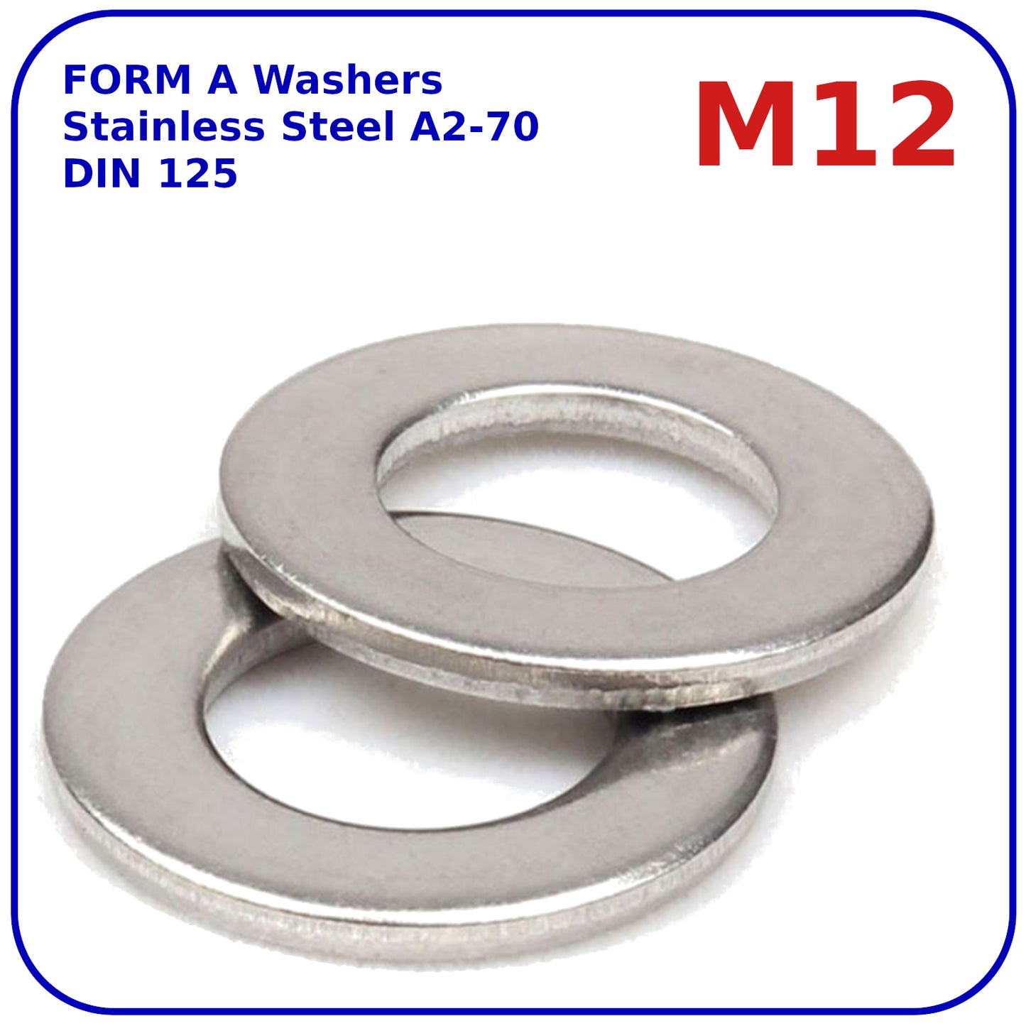 M12 Form A Washers Stainless Steel A2 DIN 125
