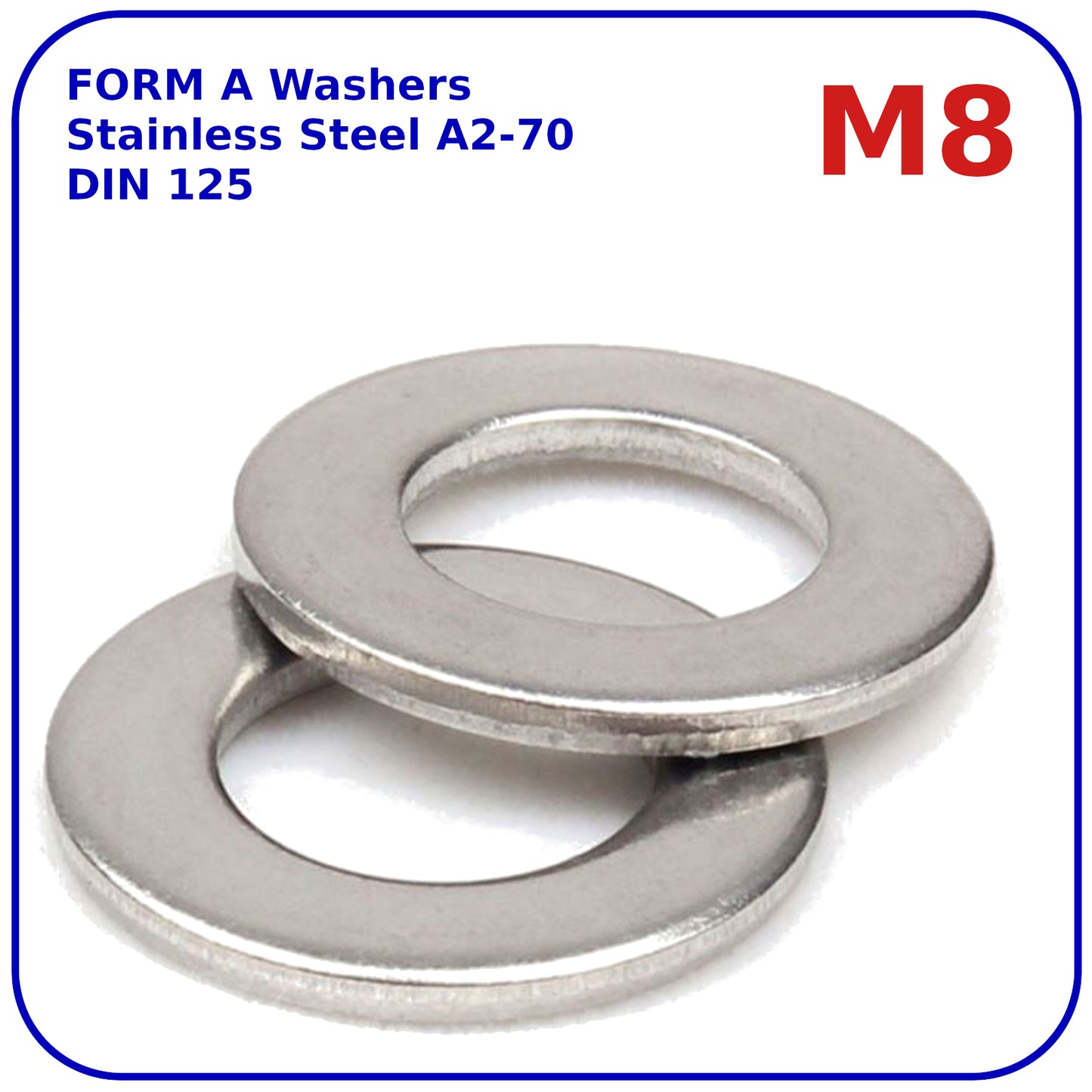 M8 Form A Washers Stainless Steel A2 DIN 125