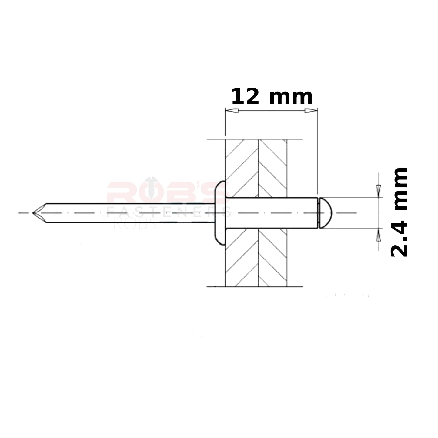 Rivets 2.4 x 12 mm Standard ALU/STEEL Dome