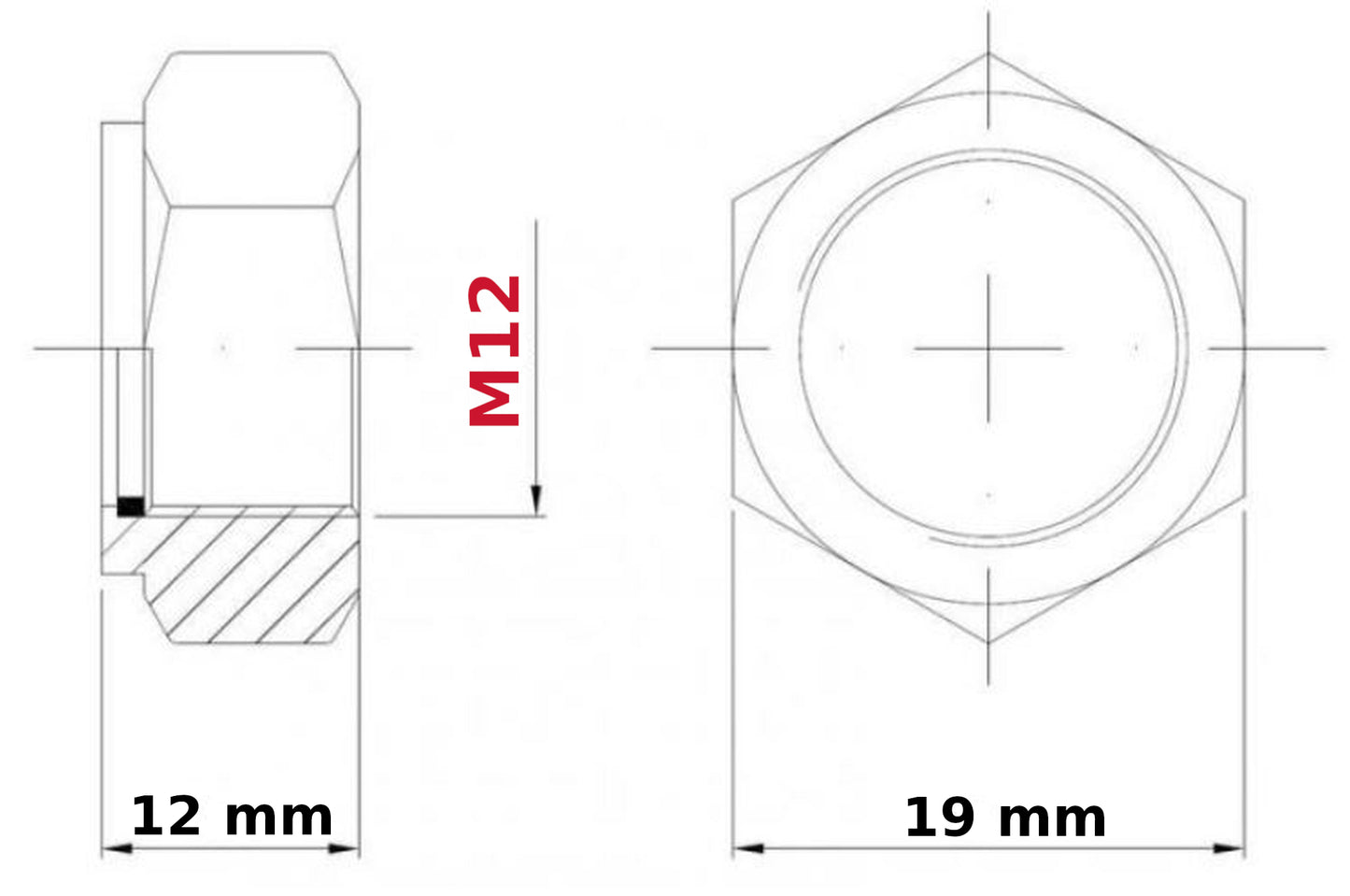 M12 (12mm) NUTS NYLON INSERT DIN 985
