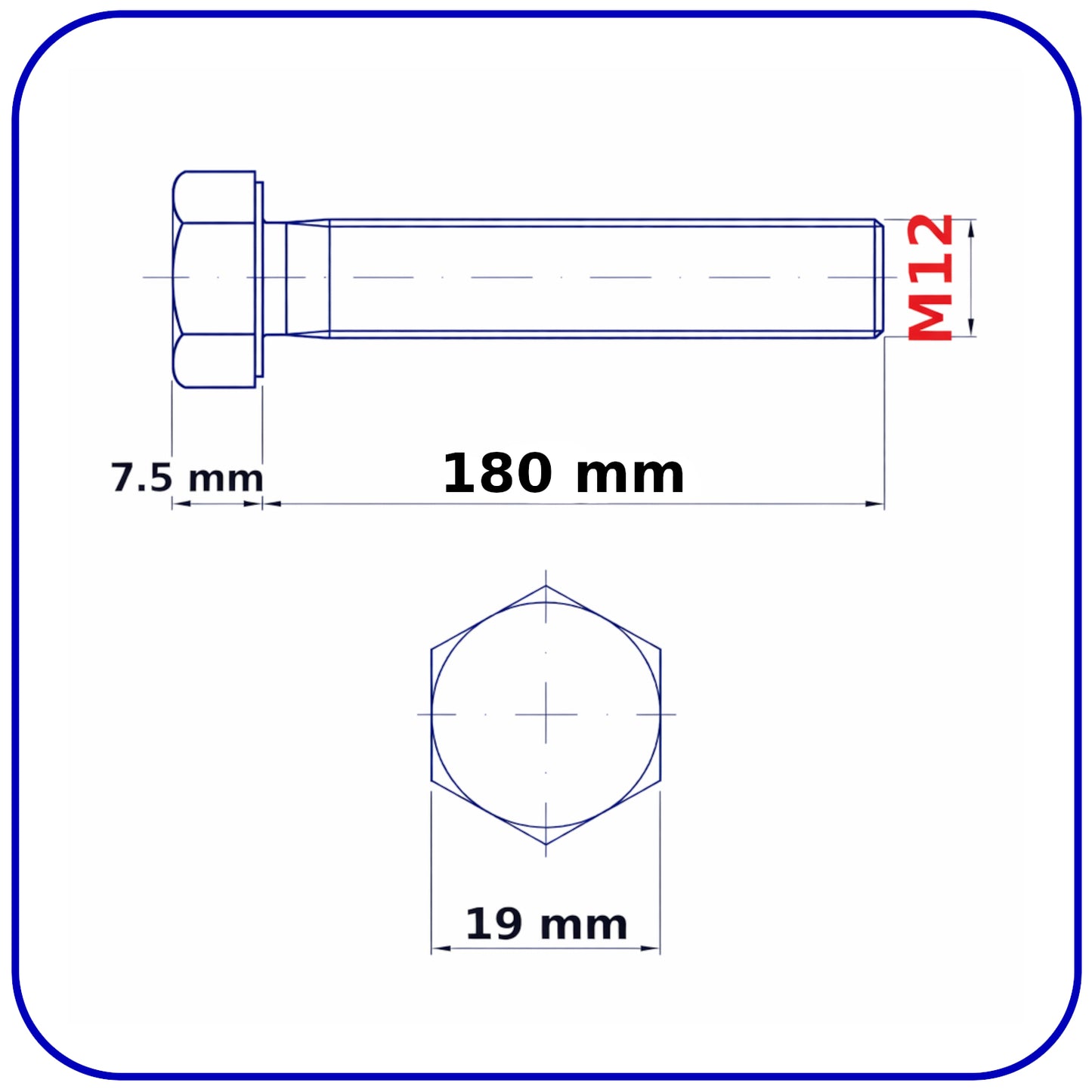 M12 HEX HEAD SETSCREWS FULLY THREADED DIN 933