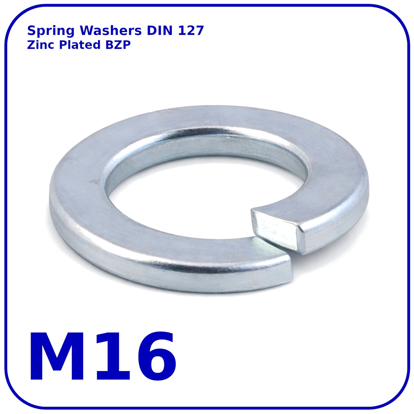 M16 Spring Washers Rectangular Lock Zinc Plated DIN 127