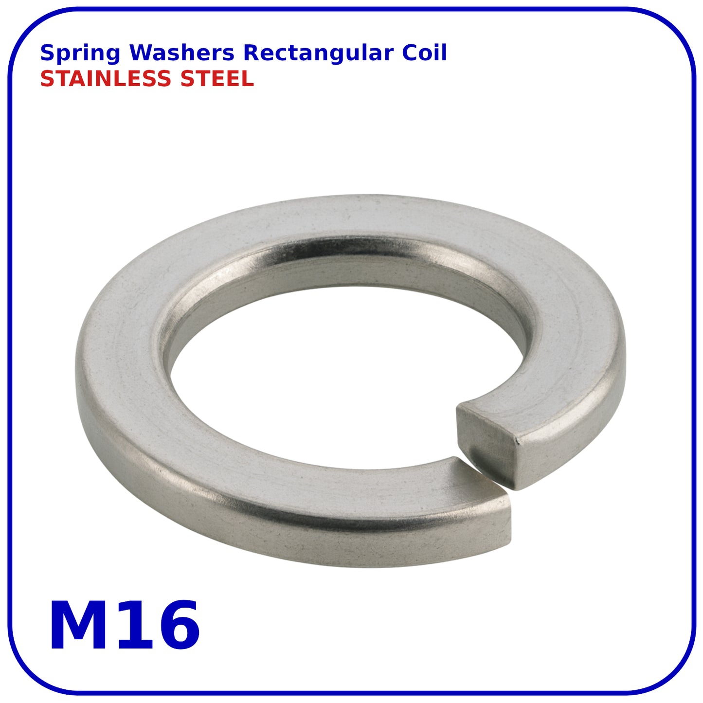 M16 Stainless Steel Spring Washers Rectangular Section Coil Lock Washer A2