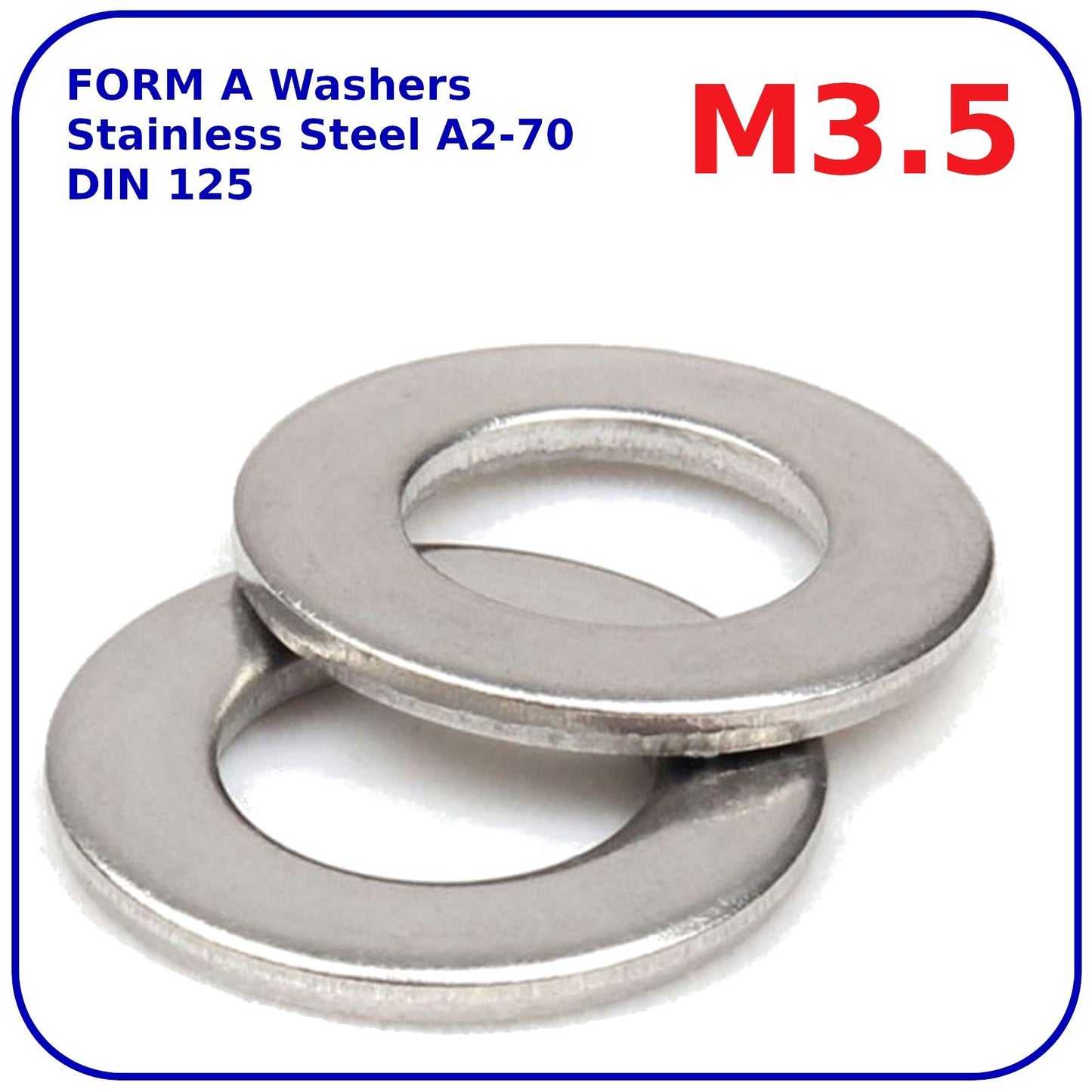 M3.5 Flat Washers Stainless Steel Form A Anti-Corrosion A2 DIN 125