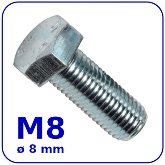 M8 (ø 8mm) HEX HEAD SETSCREWS FULLY THREADED BOLTS HEX SET SCREWS METRIC ZINC