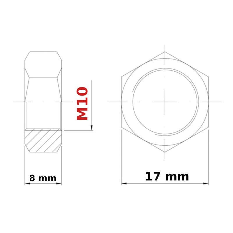 M10 (10mm) NUTS FULL DIN 934 GRADE 8