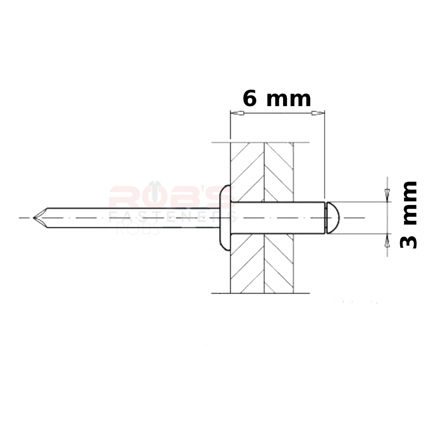 Pop Rivets 3mm Rivet Aluminium Head Steel Mandrel Dome Head Blind Standard