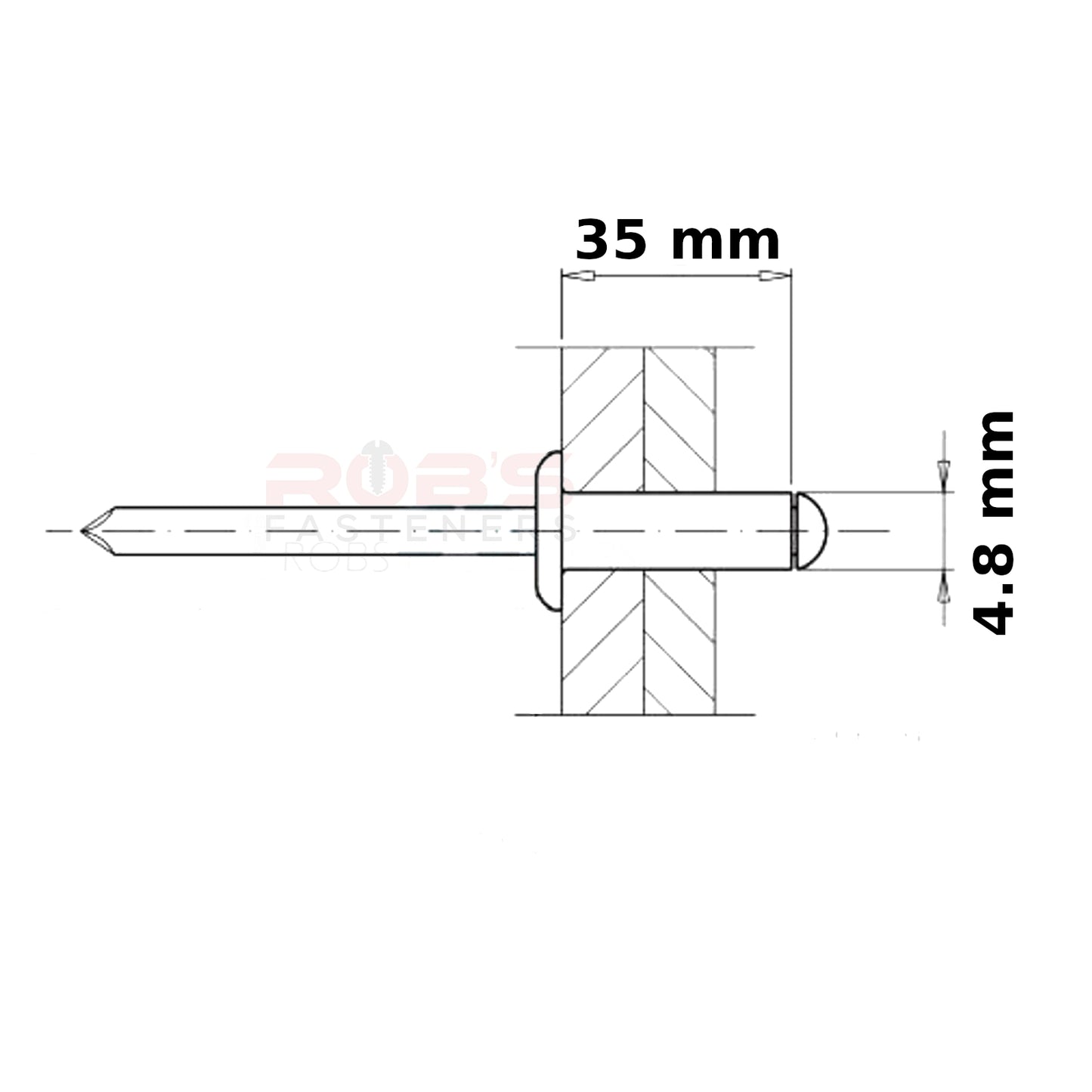 Pop Rivets 4.8mm Rivet Aluminium Head Steel Mandrel Dome Head Blind Standard