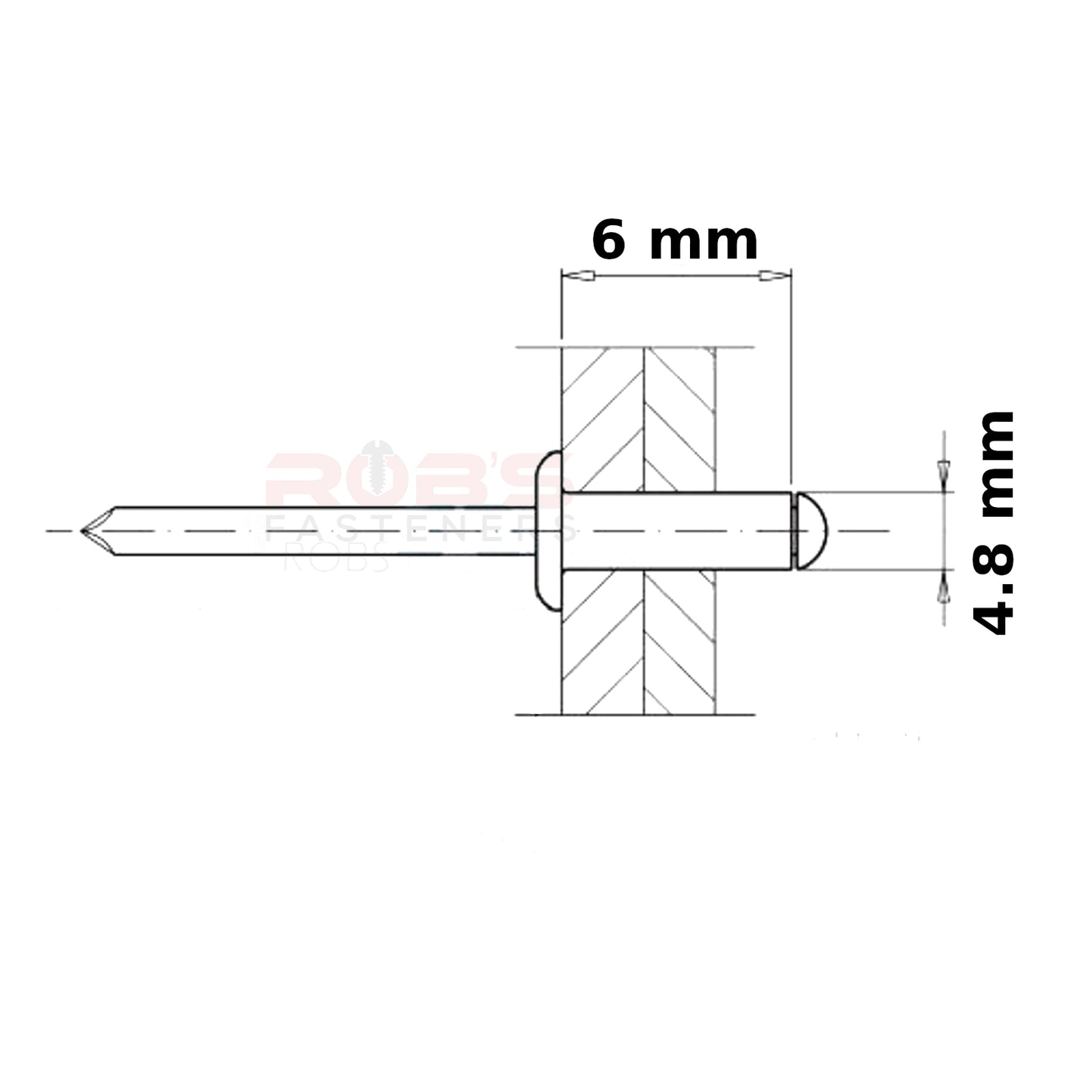 Pop Rivets 4.8mm Rivet Aluminium Head Steel Mandrel Dome Head Blind Standard