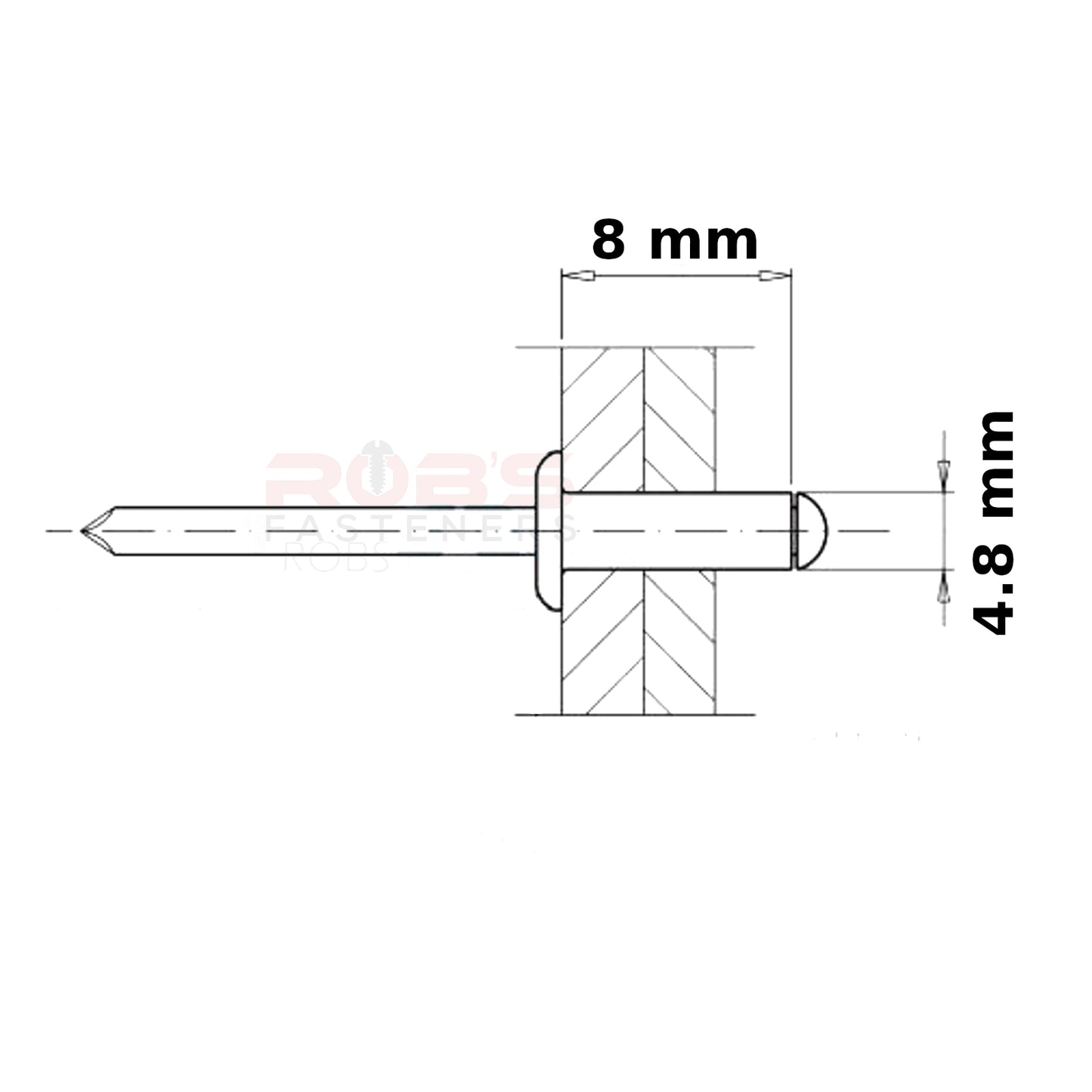 Pop Rivets 4.8mm Rivet Aluminium Head Steel Mandrel Dome Head Blind Standard