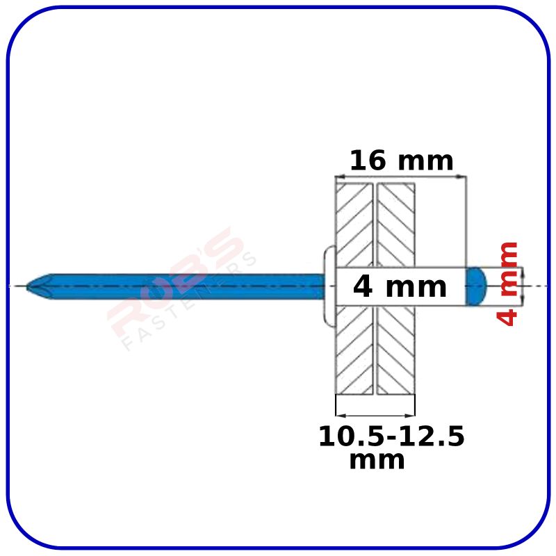 Pop Rivets WHITE 4 mm Aluminium Head Steel Mandrel Dome Blind Rivet Coloured